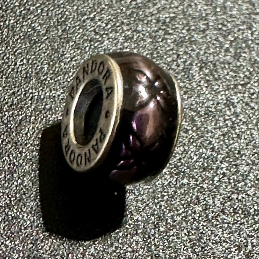 Retired Pandora Purple Flowers Enameled Spacer Sterling Silver 925